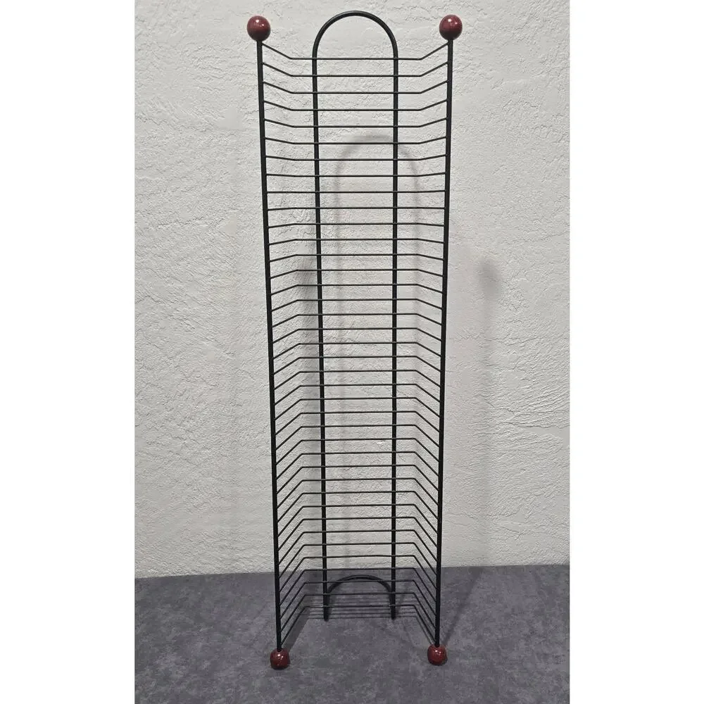 Y2K DVD Blue-Ray Game Rack Tower Media Storage Black Metal Wire Holds 38  32”